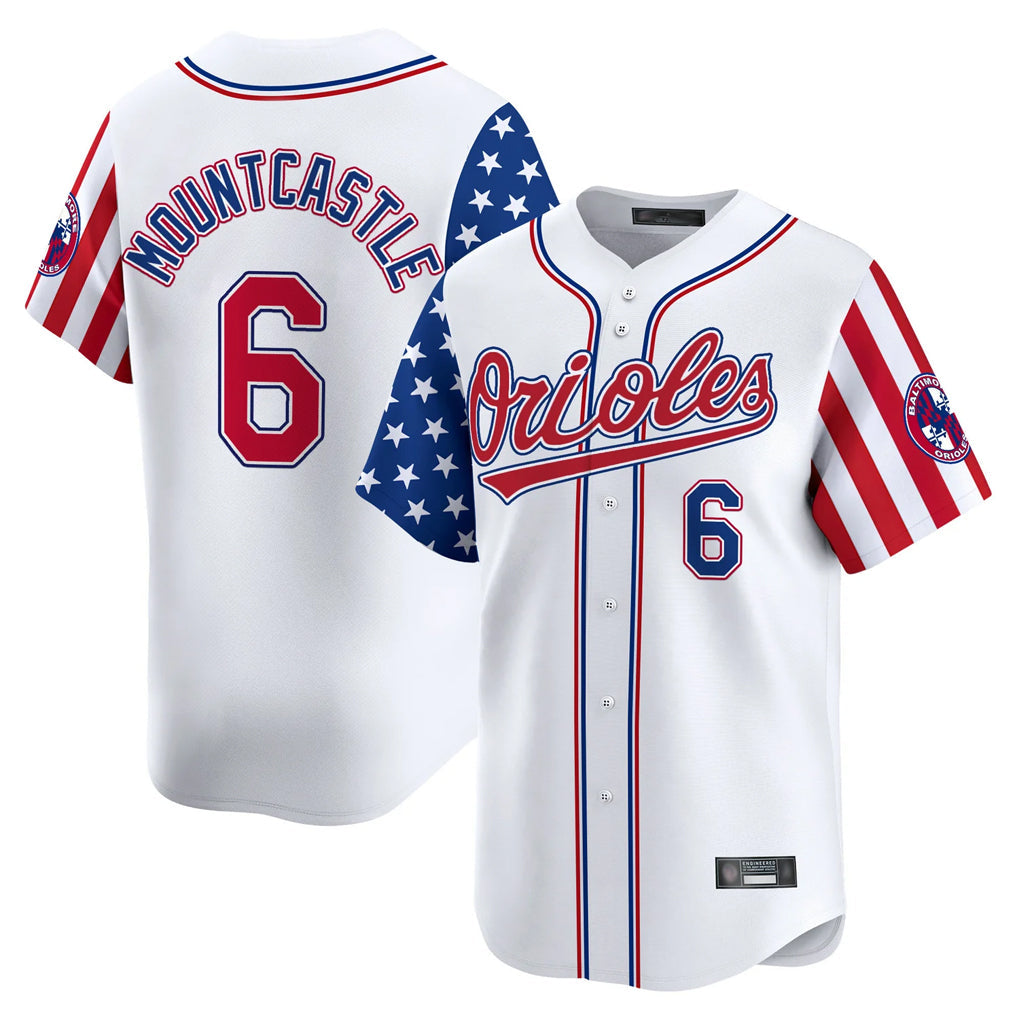 Choea B.Orioles #6 Ryan Mountcastle Player White Independence Day Vapor Premier Home Game Stitched Jerseys