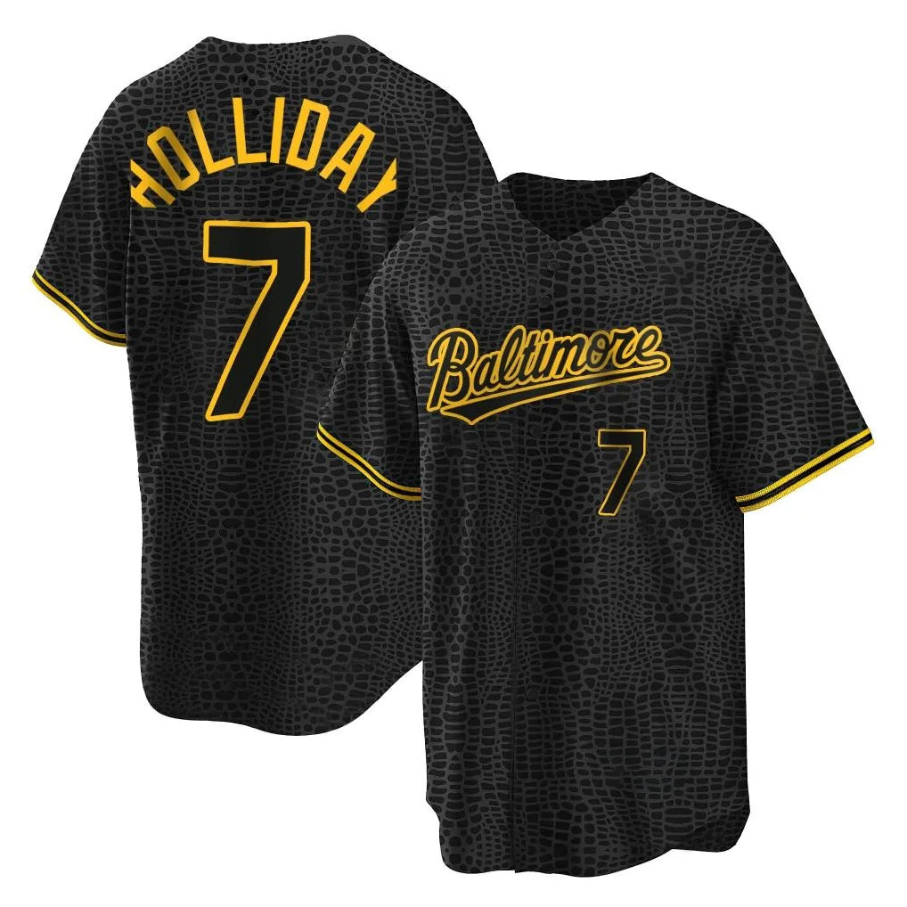 Choea B.Orioles #7 Jackson Holliday Player Black Snake Skin City Home Game Stitched Jerseys