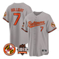Choea B.Orioles #7 Jackson Holliday Player Gray 30th Anniversary of 2131 Home Game Stitched Jerseys
