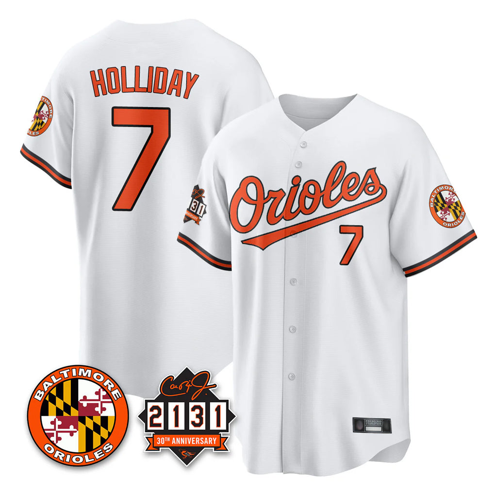 Choea B.Orioles #7 Jackson Holliday Player White 30th Anniversary of 2131 Home Game Stitched Jerseys