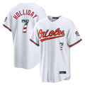Choea B.Orioles #7 Jackson Holliday Player White USA 250 Fourth of July Home Game Stitched Jerseys