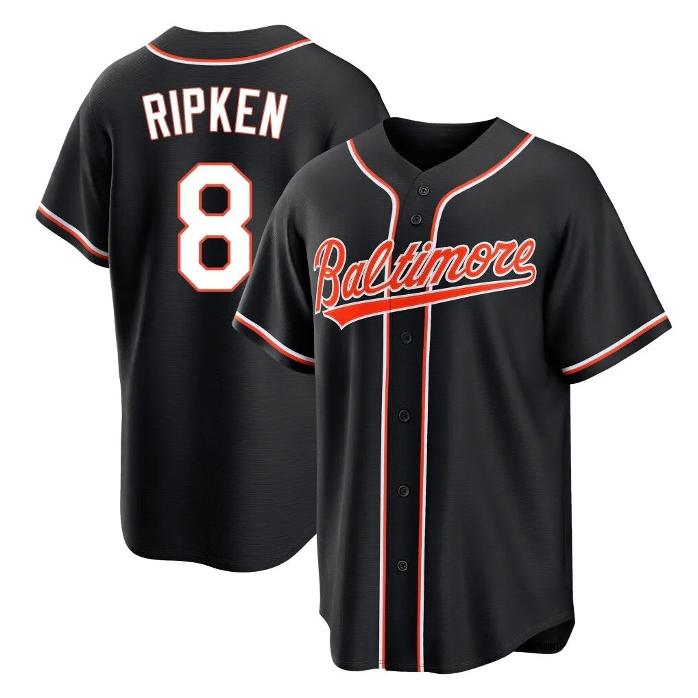 Choea B.Orioles #8 Cal Ripken Player Black Out Home Game Stitched Jerseys