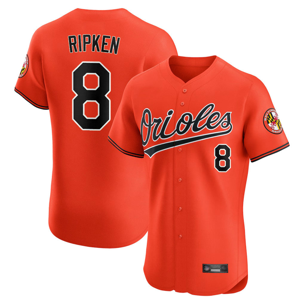 Choea B.Orioles #8 Cal Ripken Player Orange Limited Elite Home Game Stitched Jerseys