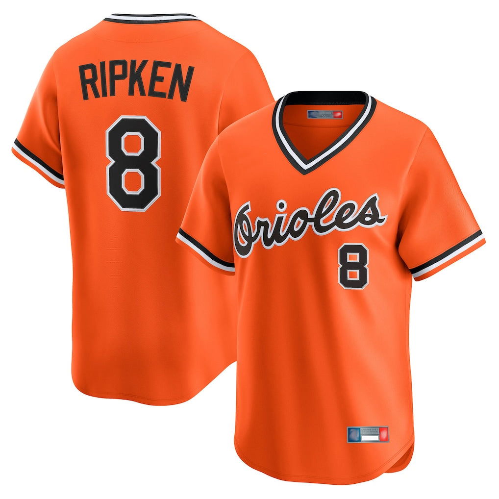 Choea B.Orioles #8 Cal Ripken Player Orange T-shirt Limited Home Game Stitched Jerseys