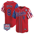 Choea B.Orioles #8 Cal Ripken Player Red USA 250 Independence Day Vapor Premier Limited Home Game Stitched Jerseys