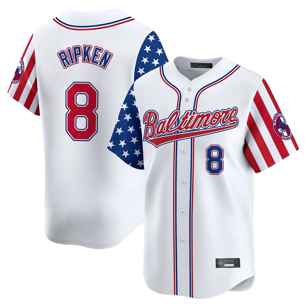 Choea B.Orioles #8 Cal Ripken Player White Independence Day Vapor Premier Limited Home Game Stitched Jerseys
