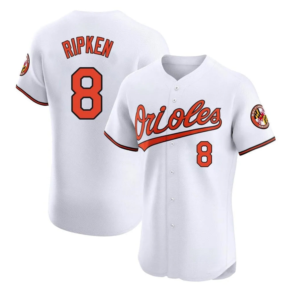 Choea B.Orioles #8 Cal Ripken Player White Limited Elite Home Game Stitched Jerseys