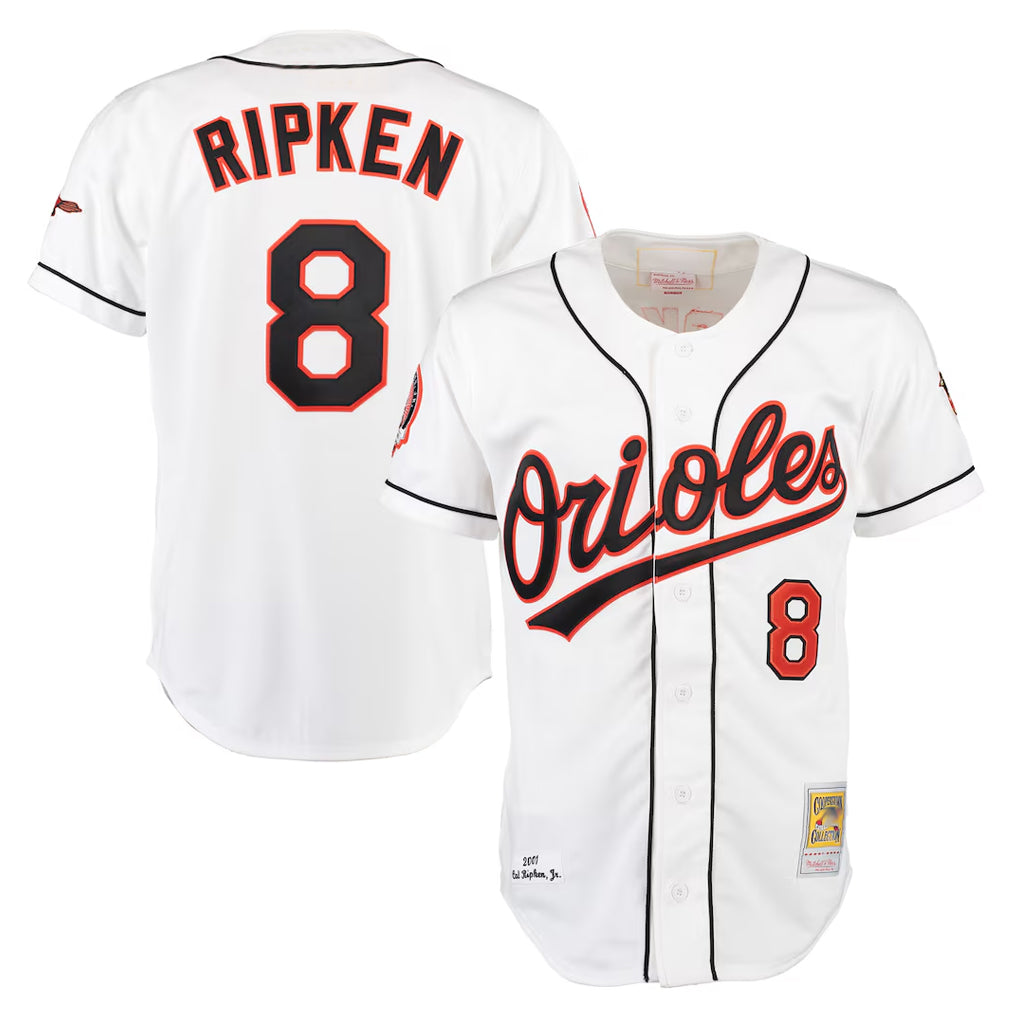 Choea B.Orioles #8 Cal Ripken Player White Mitchell & Ness Home Game Stitched Jerseys