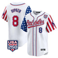 Choea B.Orioles #8 Cal Ripken Player White USA 250 Independence Day Vapor Premier Home Game Stitched Jerseys
