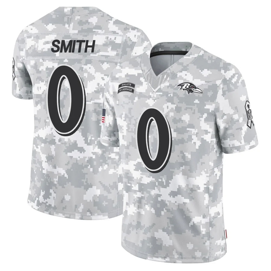 Choea B.Ravens #0 Roquan Smith Player Arctic Camo Salute to Service Limited Stitched Jerseys