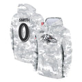 Choea B.Ravens #0 Roquan Smith Player Arctic Camo Salute to Service Pullover Hoodie Stitched Jerseys
