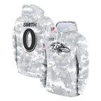 Choea B.Ravens #0 Roquan Smith Player Arctic Camo Salute to Service Pullover Hoodie Stitched Jerseys