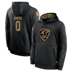 Choea B.Ravens #0 Roquan Smith Player Black Salute to Service Pullover Hoodie Stitched Jerseys