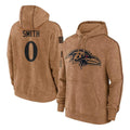 Choea B.Ravens #0 Roquan Smith Player Brown Salute to Service Pullover Hoodie Stitched Jerseys