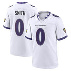 Choea B.Ravens #0 Roquan Smith Player White Purple Home Game Stitched Jerseys