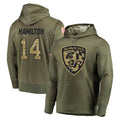 Choea B.Ravens #14 Kyle Hamilton Player Olive Salute to Service Pullover Hoodie Stitched Jerseys