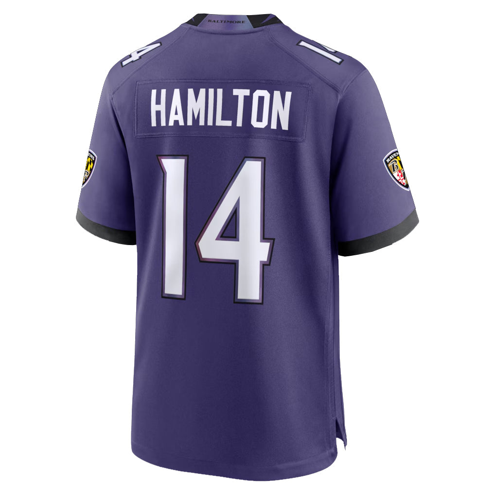 Choea B.Ravens #14 Kyle Hamilton Player Purple Home Game Stitched Jerseys