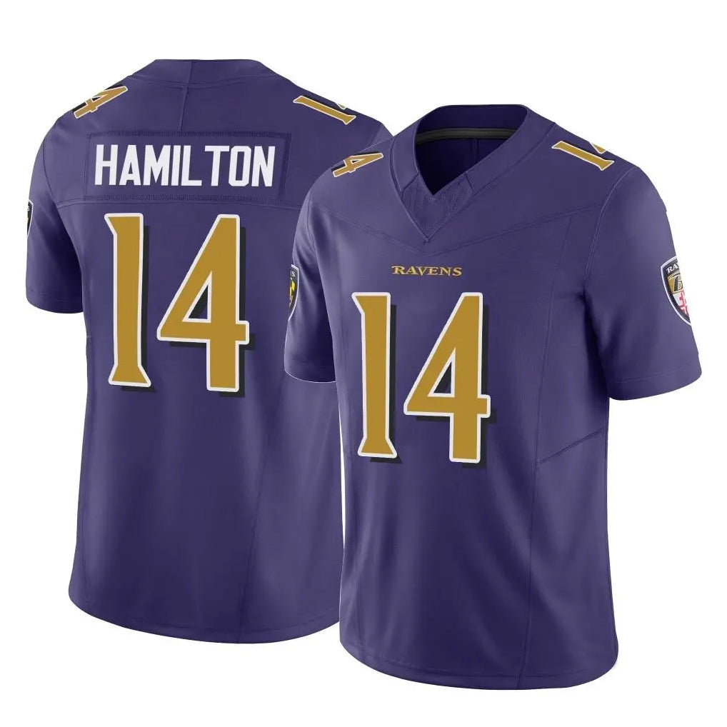 Choea B.Ravens #14 Kyle Hamilton Player Purple Vapor F.U.S.E. Limited Home Game Stitched Jerseys