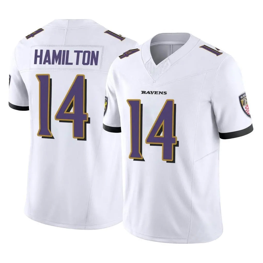 Choea B.Ravens #14 Kyle Hamilton Player White Vapor F.U.S.E. Limited Elite Home Game Stitched Jerseys