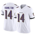 Choea B.Ravens #14 Kyle Hamilton Player White Vapor F.U.S.E. Limited Elite Home Game Stitched Jerseys