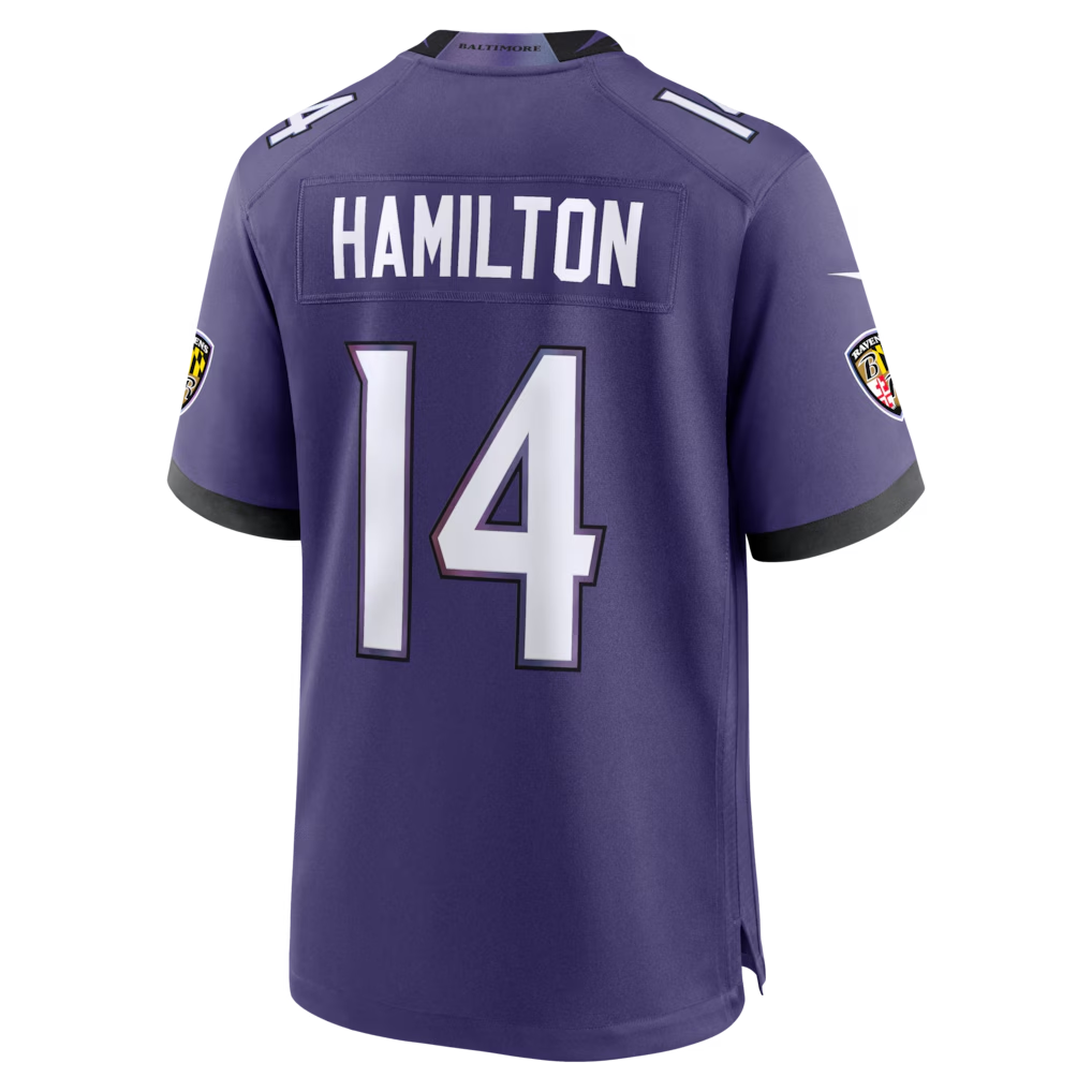 Choea B.Ravens #14 Kyle Hamilton Purple Team Game Stitched Jerseys