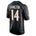 Choea B.Ravens #14 Kyle Hamilton Player Black Home Game Stitched Jerseys