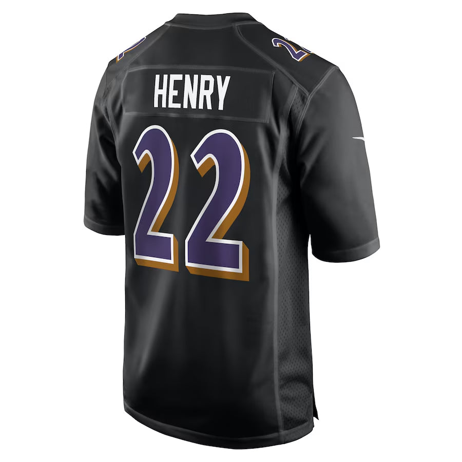 Choea B.Ravens #22 Derrick Henry Player Carbon Black Fashion Home Game Stitched Jerseys