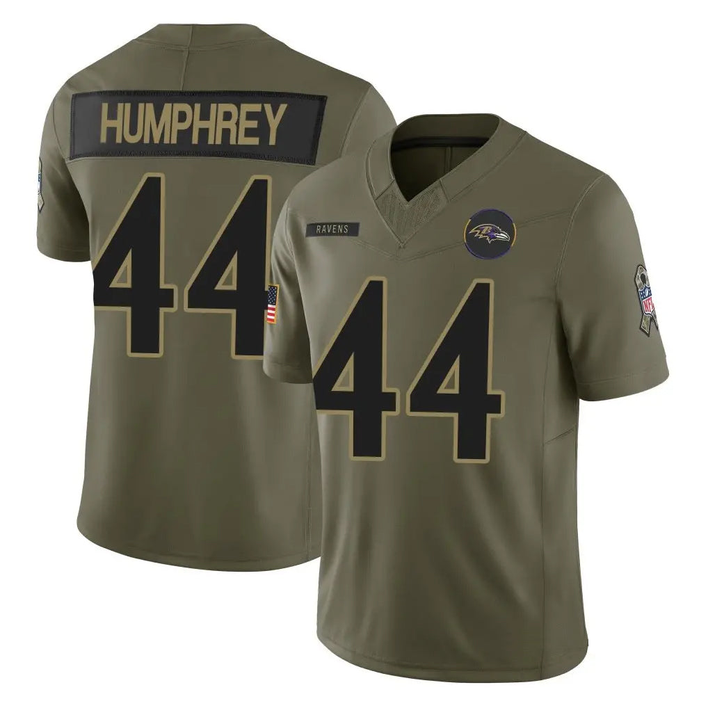 Choea B.Ravens #44 Marlon Humphrey Player Olive Salute To Service Limited Home Game Stitched Jerseys