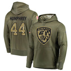 Choea B.Ravens #44 Marlon Humphrey Player Olive Salute to Service Pullover Hoodie Stitched Jerseys