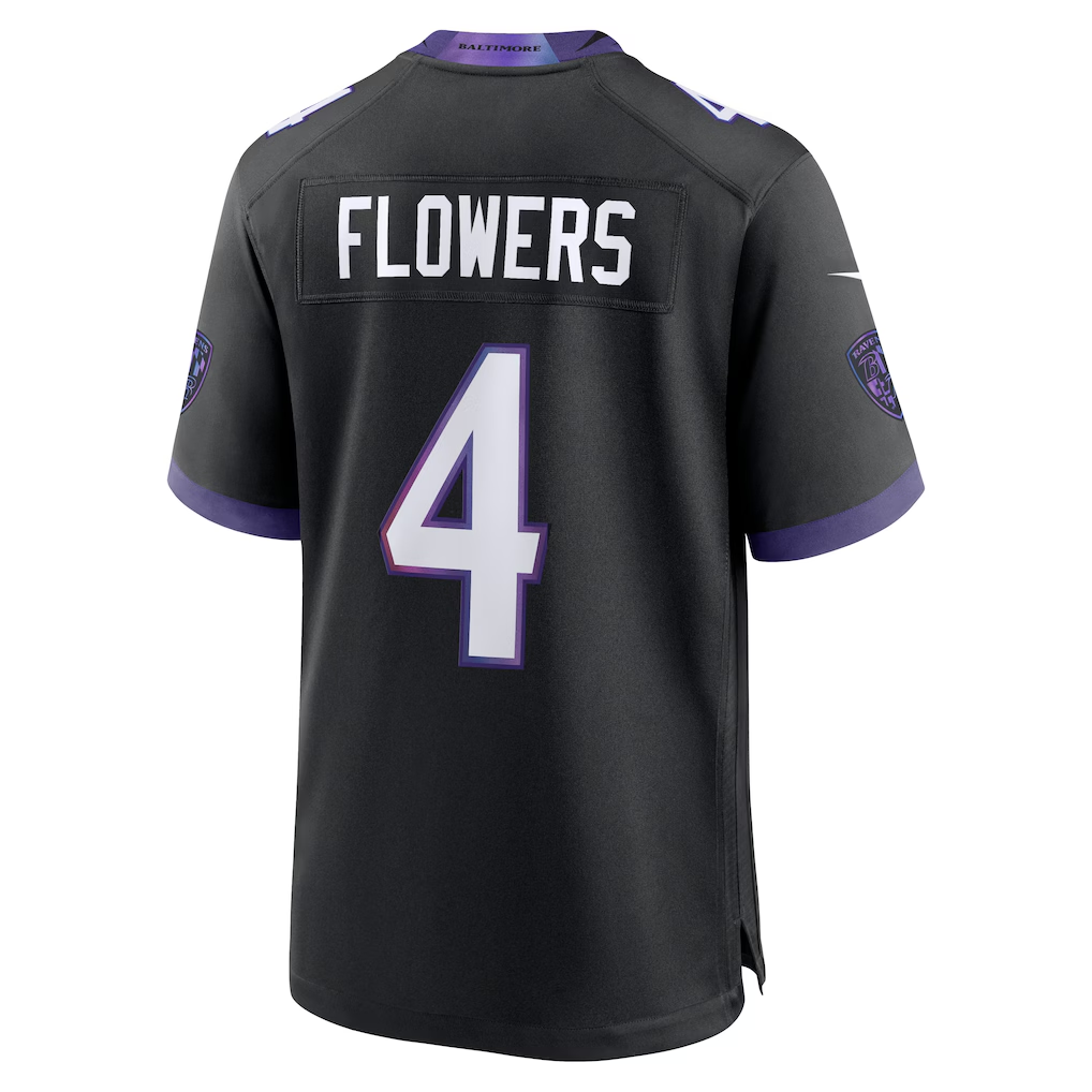 Choea B.Ravens #4 Zay Flowers Black Alternate Stitched Jerseys