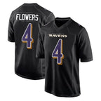 Choea B.Ravens #4 Zay Flowers Player Black Carbon Fashion Home Game Stitched Jerseys