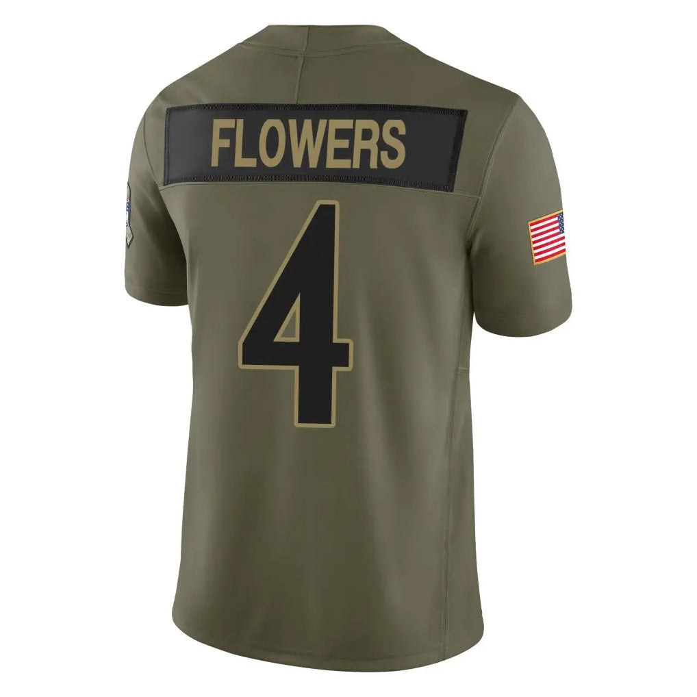 Choea B.Ravens #4 Zay Flowers Player Olive Salute To Service Limited Home Game Stitched Jerseys