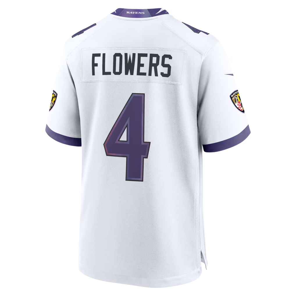 Choea B.Ravens #4 Zay Flowers White Game Stitched Jerseys