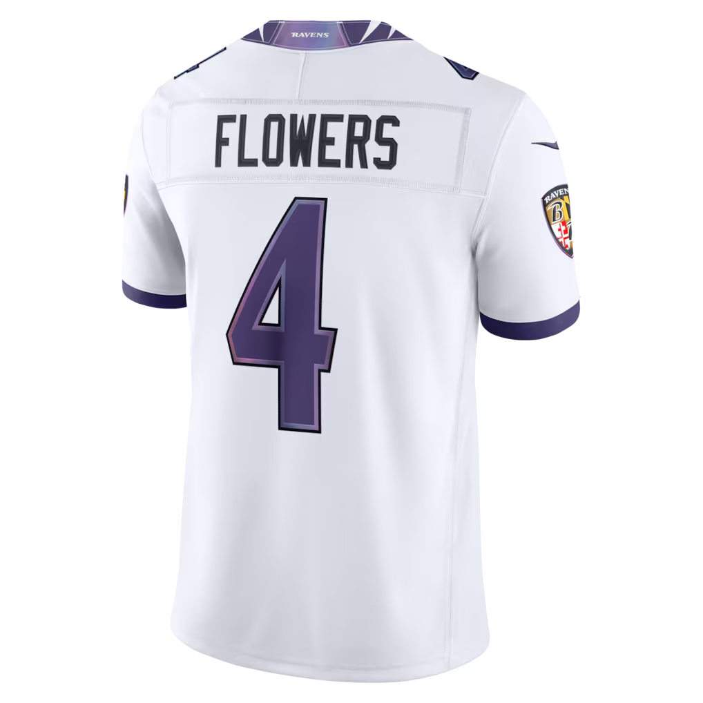 Choea B.Ravens #4 Zay Flowers White Vapor F.U.S.E. Stitched Limited Jerseys