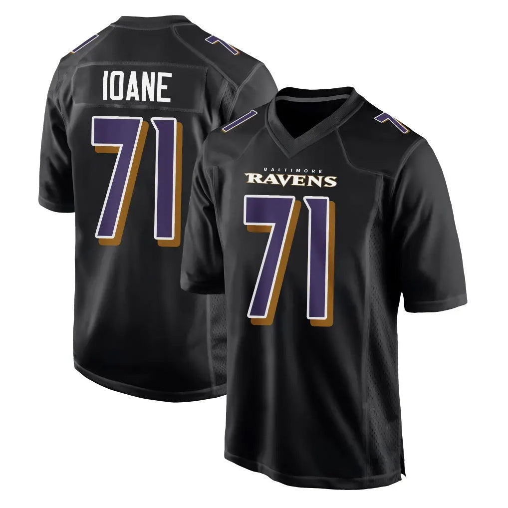 Choea B.Ravens #71 Olaivavega Ioane Player Black Carbon Fashion Home Stitched Jerseys