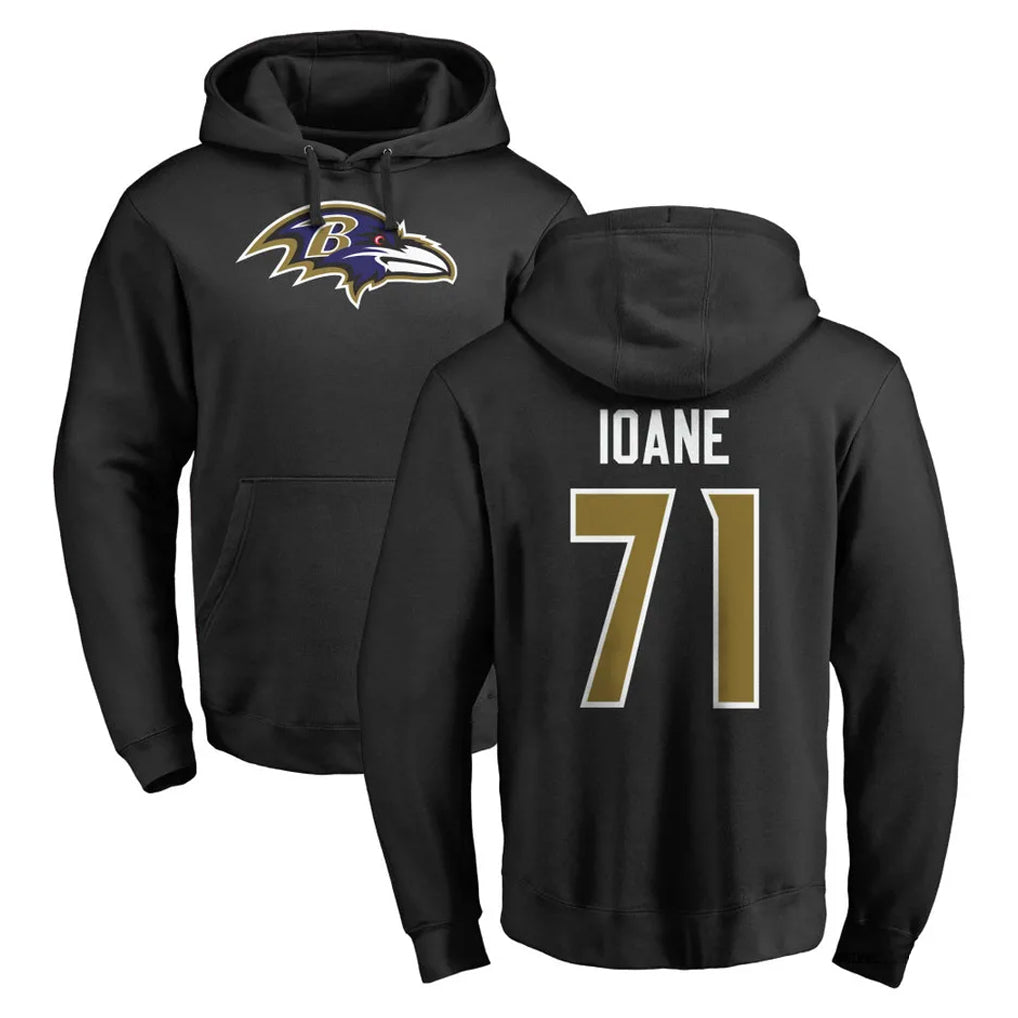Choea B.Ravens #71 Olaivavega Ioane Player Black Pullover Hoodie Stitched Jerseys
