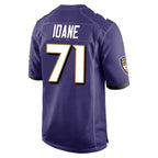 Choea B.Ravens #71 Olaivavega Ioane Player Purple Alternate Home Stitched Jerseys