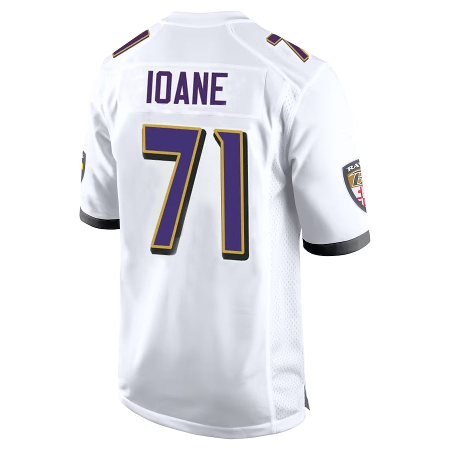 Choea B.Ravens #71 Olaivavega Ioane Player White Alternate Home Stitched Jerseys