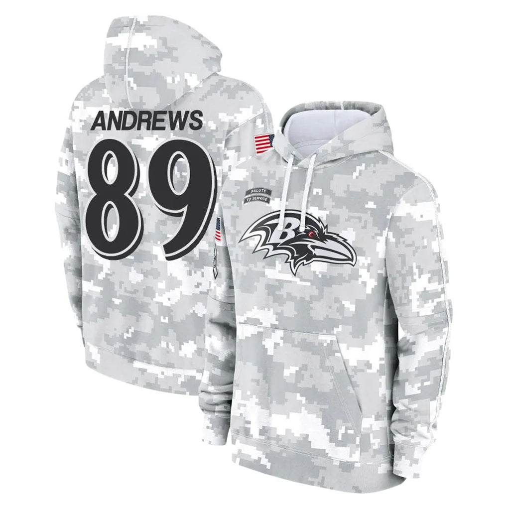 Choea B.Ravens #89 Mark Andrews Player Arctic Camo Salute To Service Hoodie Stitched Jerseys