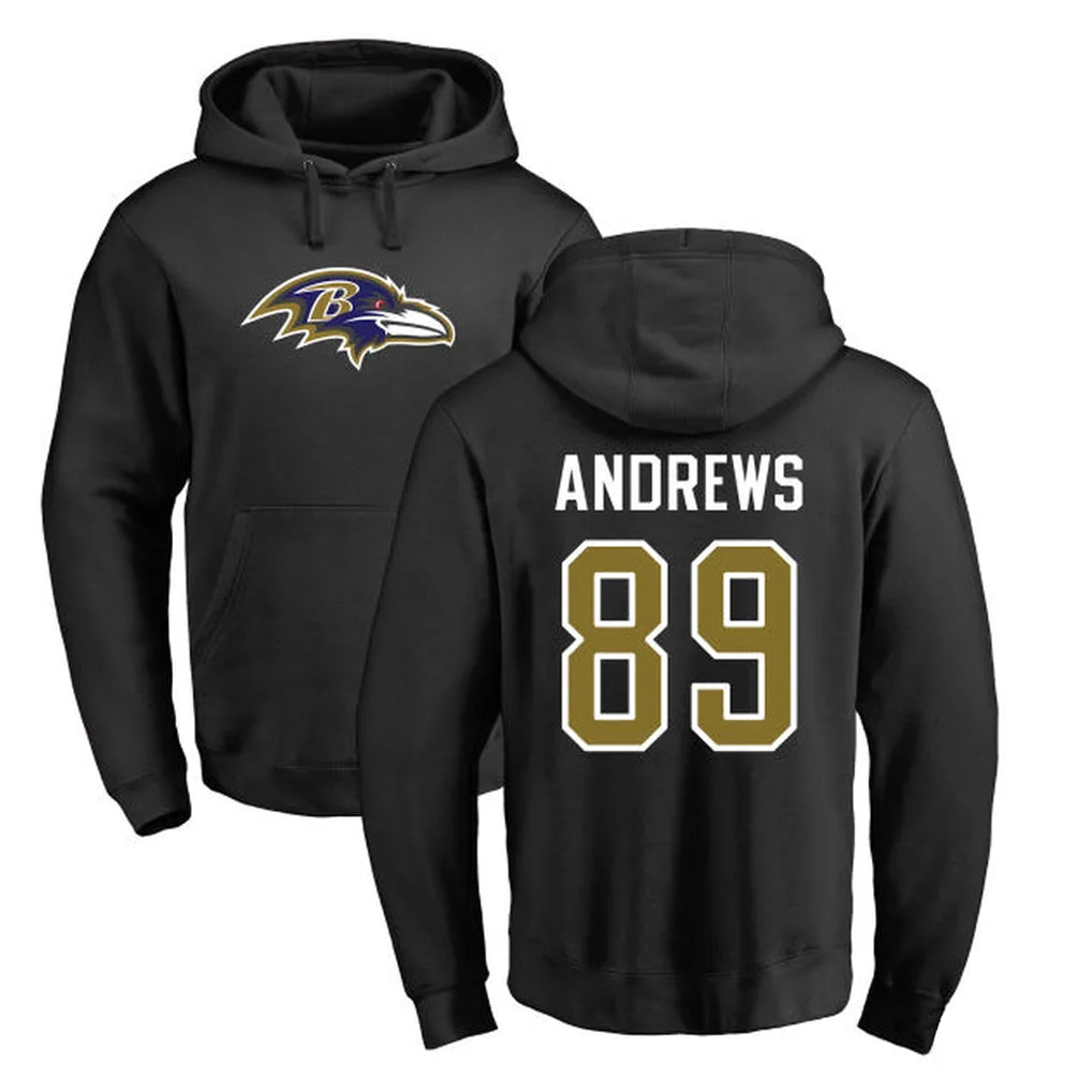Choea B.Ravens #89 Mark Andrews Player Black Pullover Hoodie Stitched Jerseys