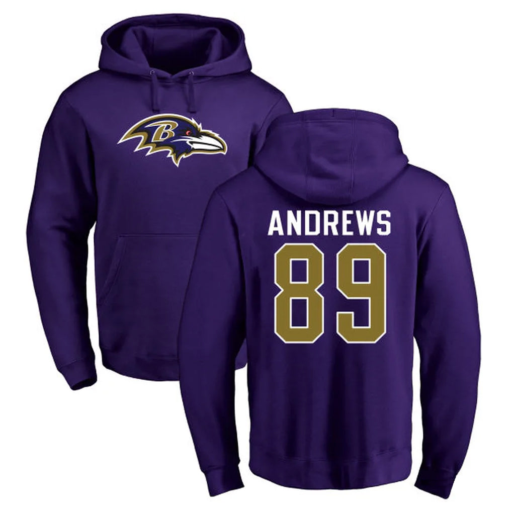 Choea B.Ravens #89 Mark Andrews Player Purple Salute to Service Pullover Hoodie Stitched Jerseys