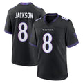 Choea B.Ravens #8 Lamar Jackson Player Black Home Game Stitched Jerseys