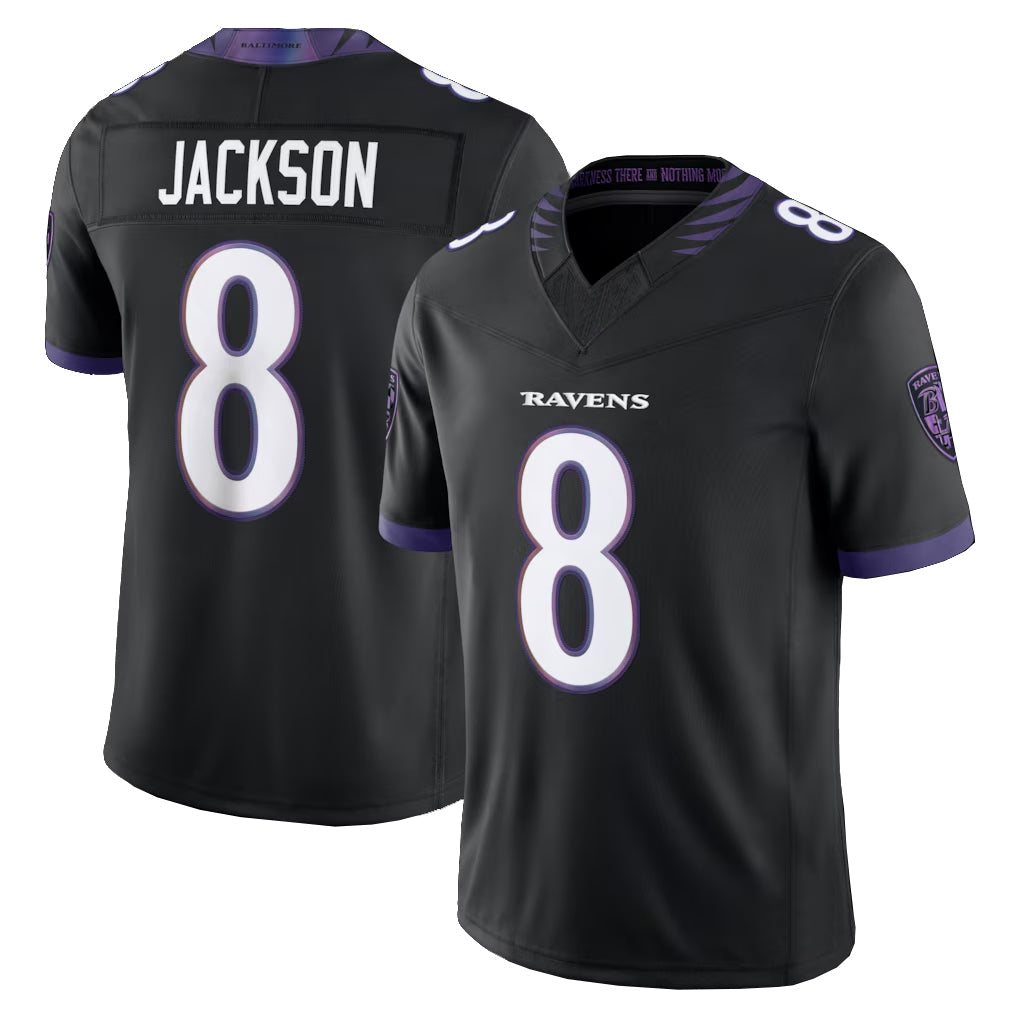 Choea B.Ravens #8 Lamar Jackson Player Black Limited Elite Home Game Stitched Jerseys