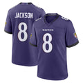 Choea B.Ravens #8 Lamar Jackson Player Purple Home Game Stitched Jerseys
