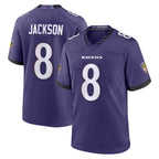 Choea B.Ravens #8 Lamar Jackson Player Purple Home Game Stitched Jerseys