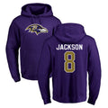 Choea B.Ravens #8 Lamar Jackson Player Purple Salute to Service Pullover Hoodie Stitched Jerseys