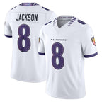 Choea B.Ravens #8 Lamar Jackson Player White Limited Elite Home Game Stitched Jerseys