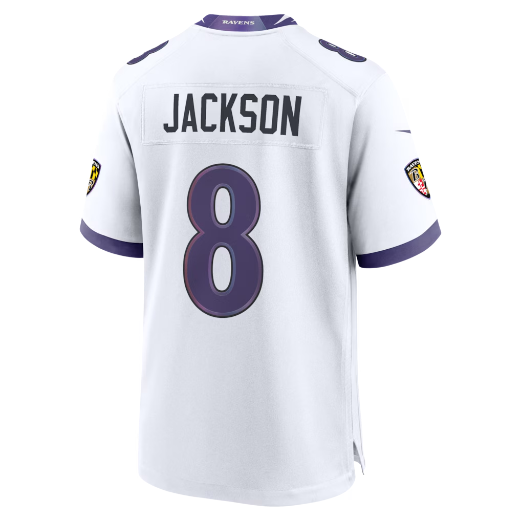 Choea B.Ravens #8 Lamar Jackson White Game Stitched Jerseys