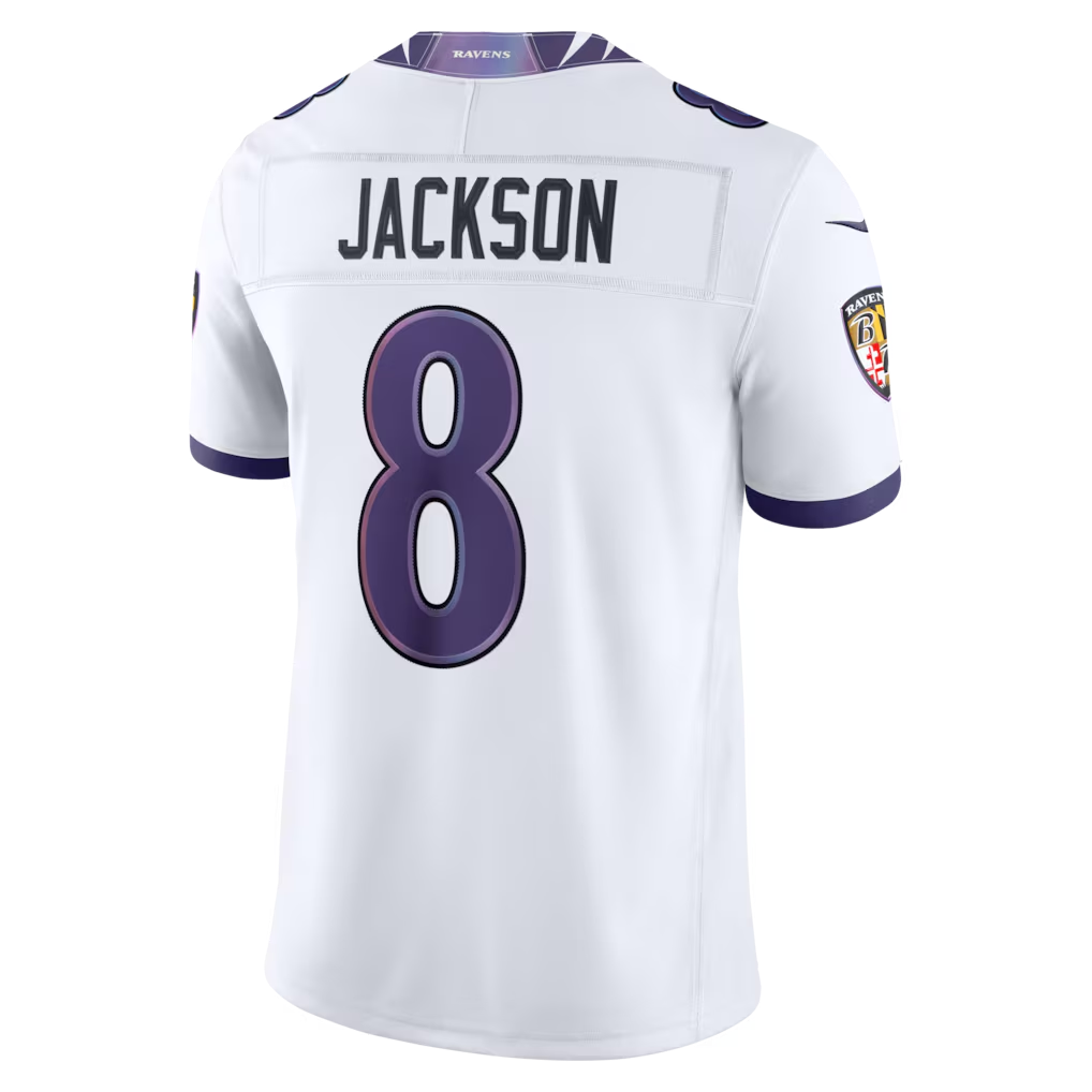 Choea B.Ravens #8 Lamar Jackson White Vapor F.U.S.E. Stitched Limited Jerseys