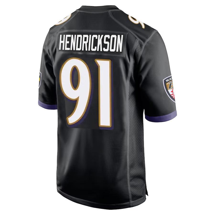 Choea B.Ravens #91 Trey Hendrickson Player Black Alternate Home Game Stitched Jerseys